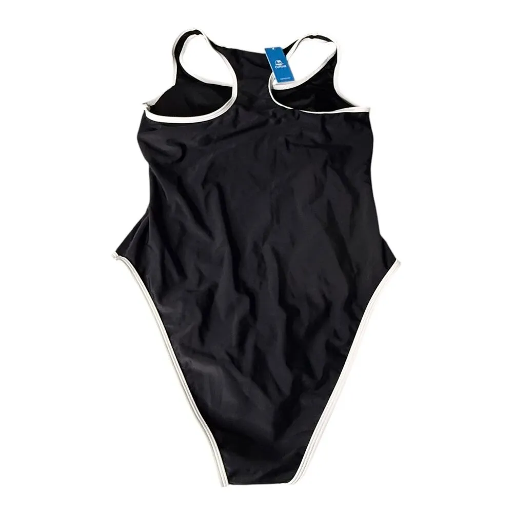 NEW Women's CUPSHE SWIMSUIT XL Black & White U-Neck Front Zip One-Piece Swim NWT - Image 4
