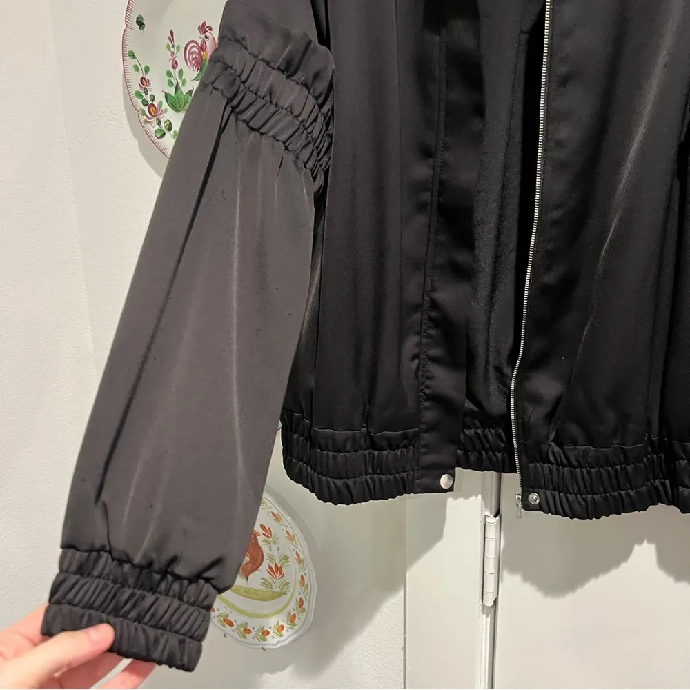 C/MEO Collective Black Bomber Jacket with Ruffle Sleeve - Image 4