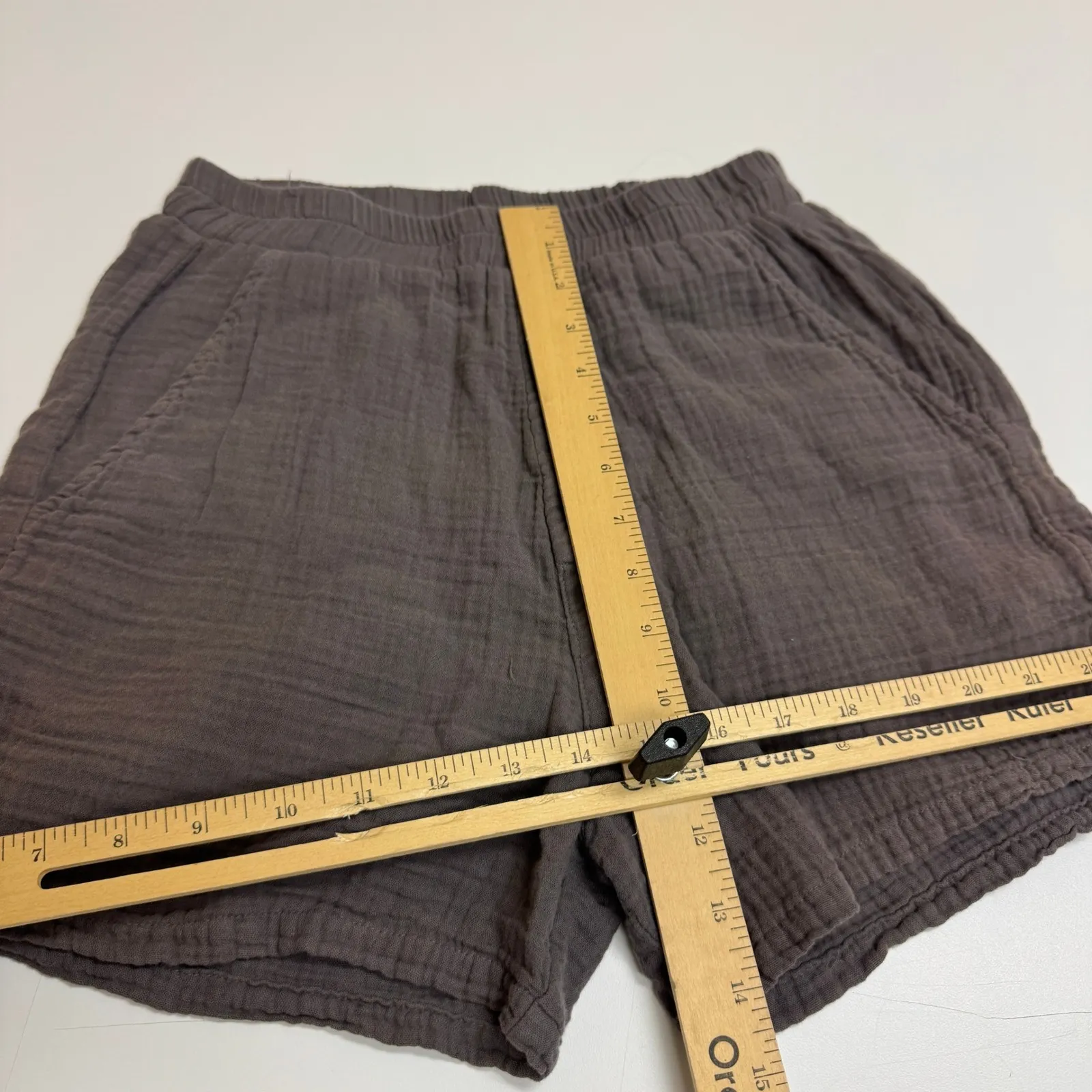 LACAUSA Shorts Womens X Small Grey Joni Gauze Button Front Shorts Gray - Image 9