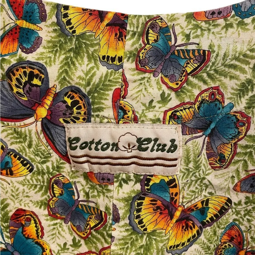 Cotton Club Retro Fun Multicolor Butterfly and Fern Short Sleeve Medical Scrubs Size M - Image 7