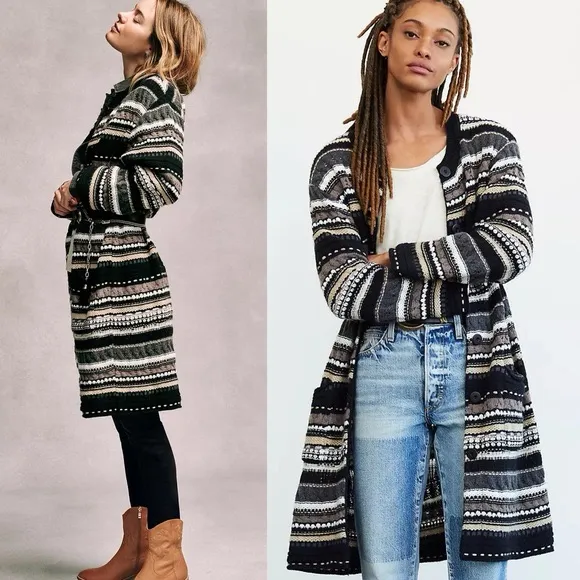 Aldomartins x Anthropologie Oona Longline Cardigan Duster 3D Knit Size S Brown - Image 2