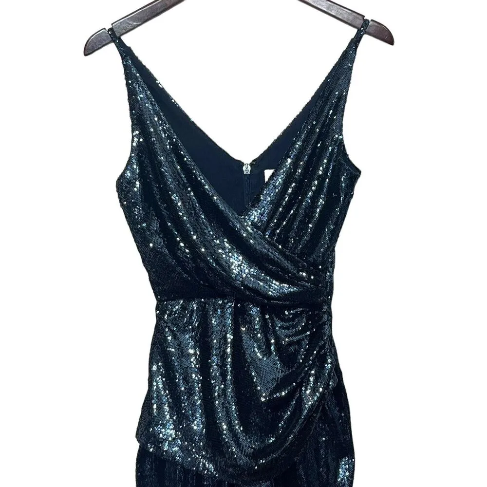 Dress The Population Sam Sequin Jumpsuit In Navy Night Sky Women’s Size XS - Image 2