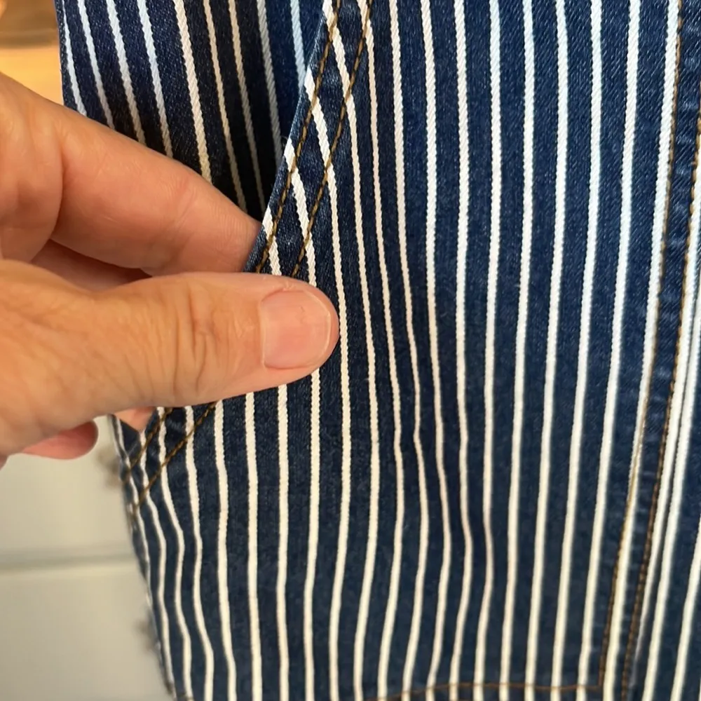 Striped Flare Leg Jeans Bell Bottoms Stretchy Womens Medium High Waist - Image 8