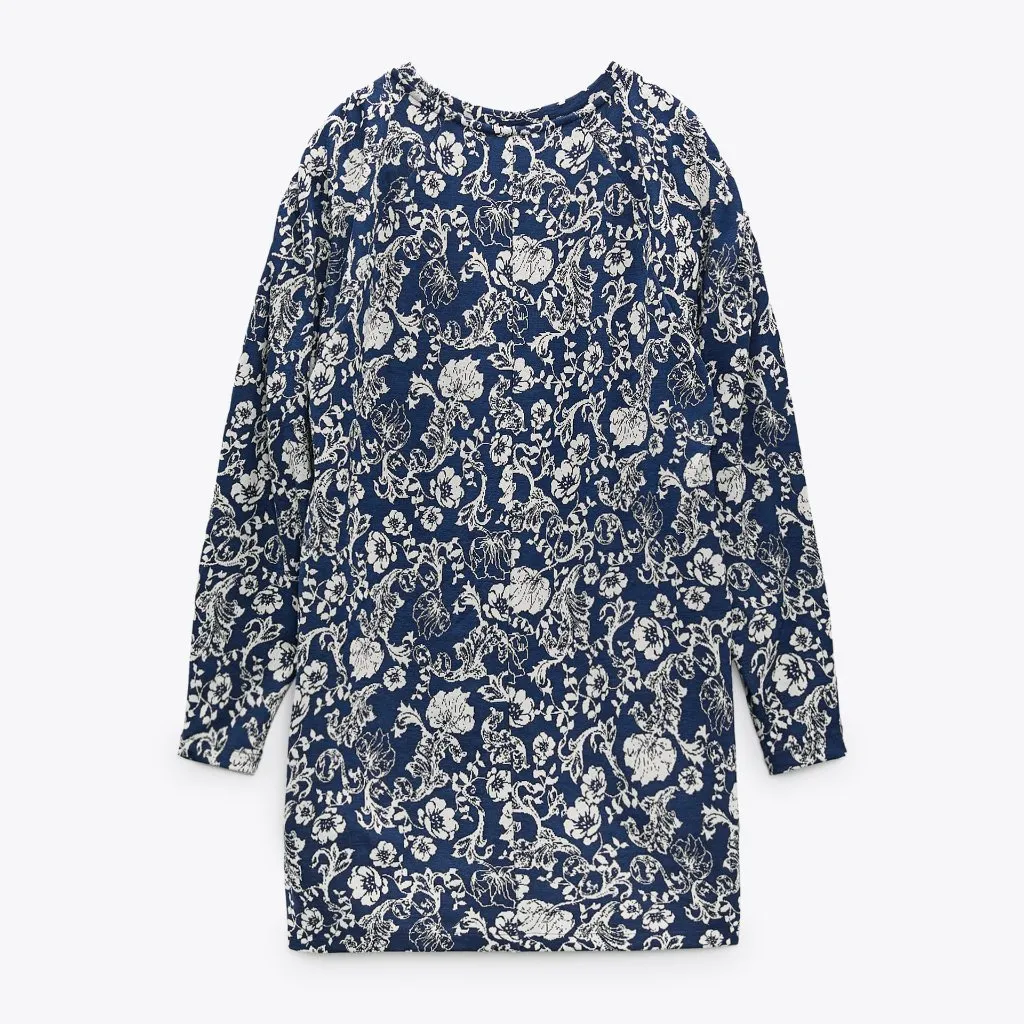 NWT ZARA BLOGGERS FAV FLORAL JACQUARD DRESS LARGE - Image 7