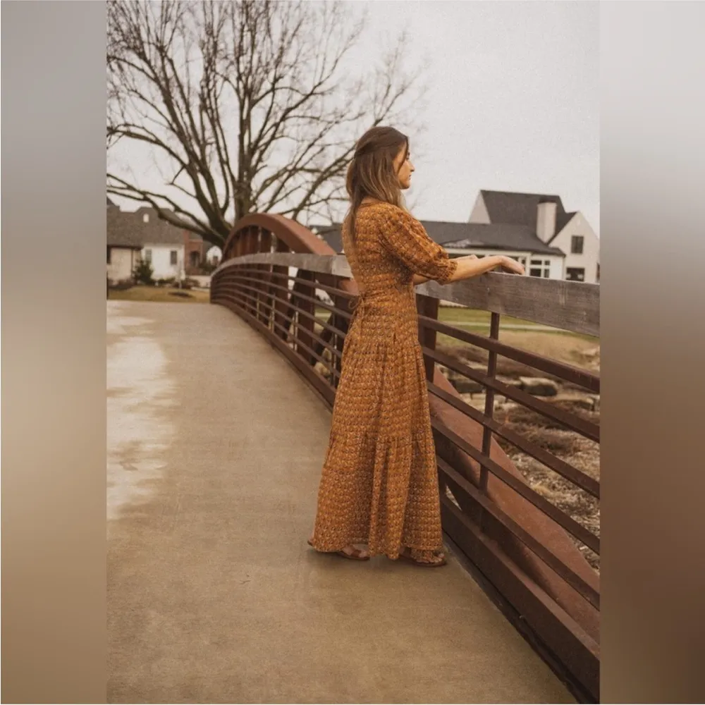 Daughters of India Zuri Wrap Dress in Autumn NEW Brown Size XS - Image 12