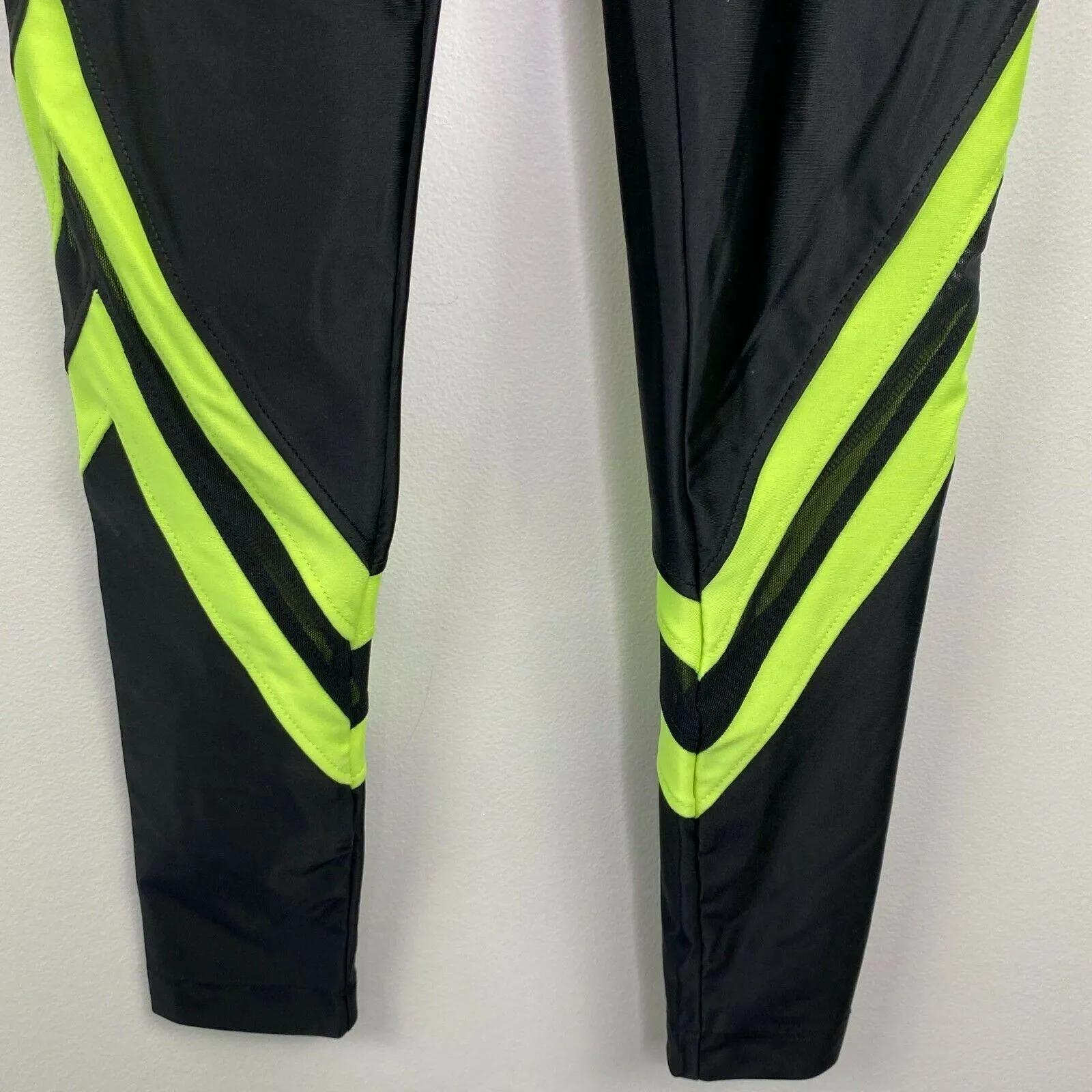 Koral Black Neon Green Step Up High Rise Chevron Leggings Women's Size Small S - Image 2