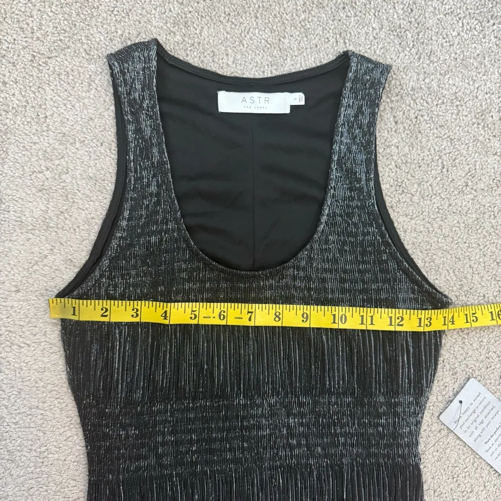 ASTR‎ The Label Pleated Lurex Midi Tank Dress Gunmetal S - Image 6