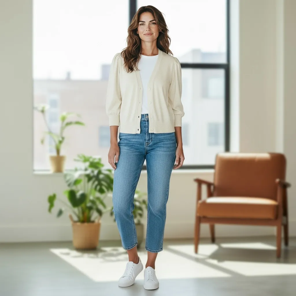 Catherine Malandrino Cream Knit Cardigan - Image 2