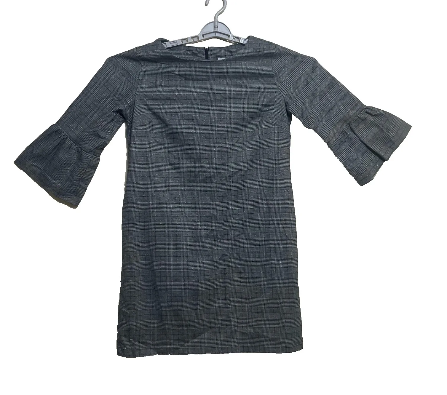 Emma & Michele Black White Houndstooth Print Ruffle Cuff Workwear Dress Size 10 - Image 1