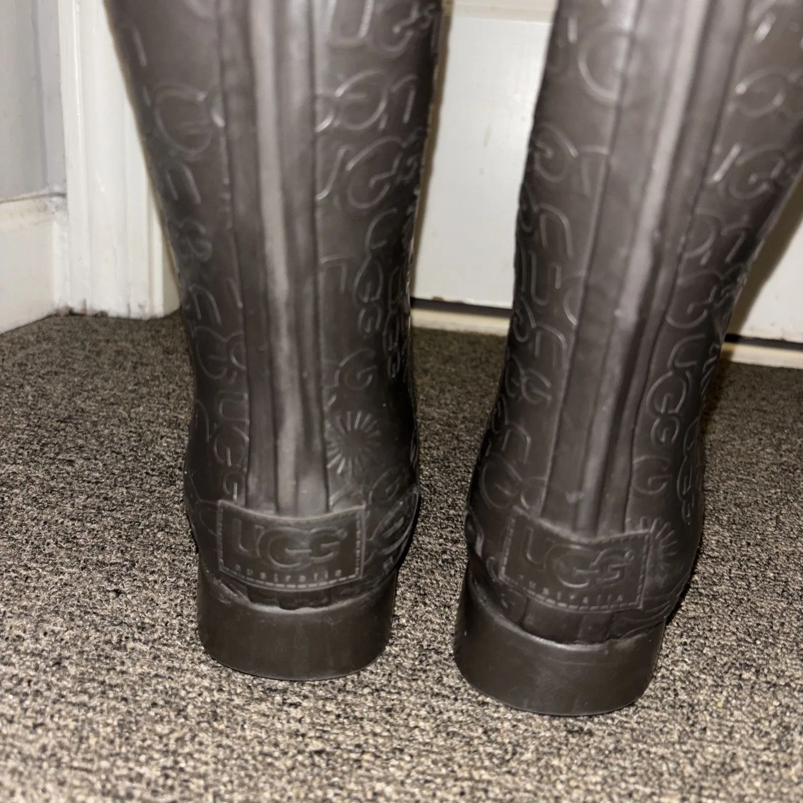 Ugg Wilshire Brown Rubber Rain Boots Women’s Sz 7 Tall Fur Insole EUC - Image 7