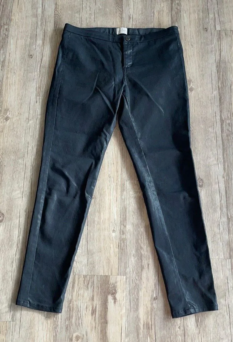 French Connection Black Faux Leather Coated Shiny Skinny Pants - Image 6