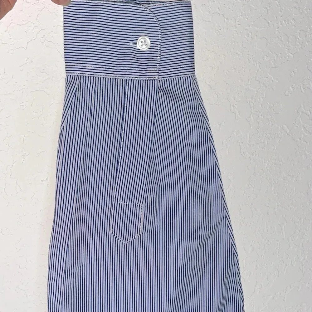 Vintage Western cowgirl blouse medium long sleeve pin stripe Americana top Blue - Image 3