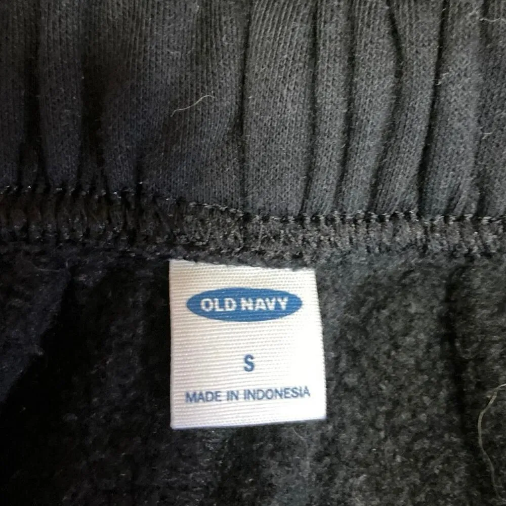 Old Navy Black Fleece Drawstring Pockets Activewear Pull On Sweatpants Jogger S - Image 4