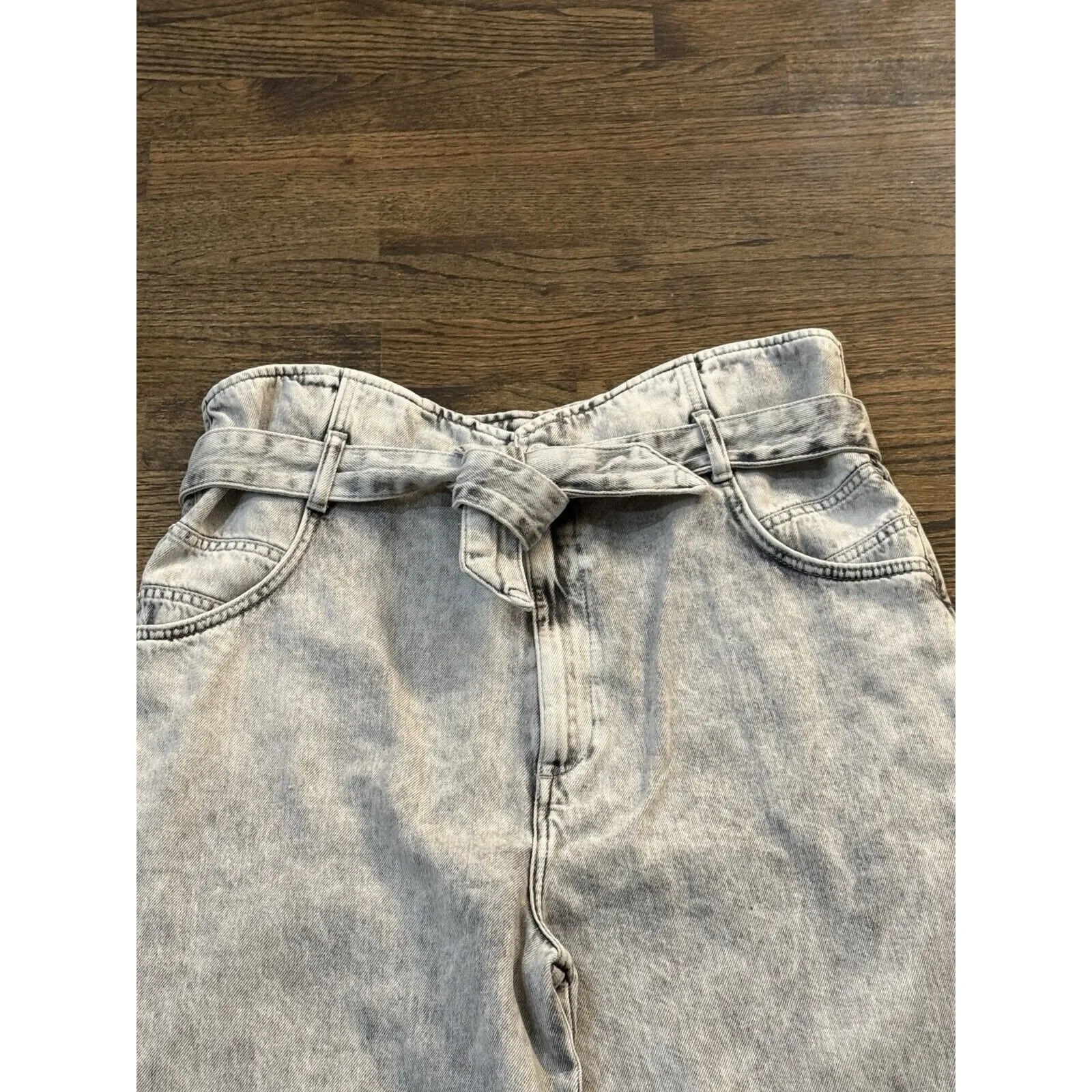 NEW AllSaints Sammy Paperbag Jean in Mid indigo blue - Size 14 Acid‎ Wash - Image 8