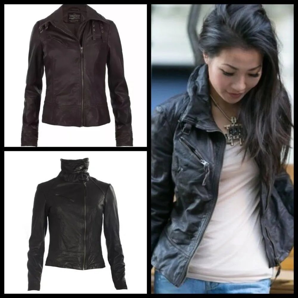 đź’•ALLSAINTSđź’• Belvedere Jacket ~ 100% Leather Moto Dark Brown Size US 4 - Image 4