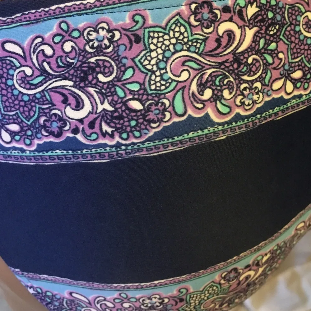 NWT Paisley Striped Bikini Swim Suit Set Purple Size M - Image 7