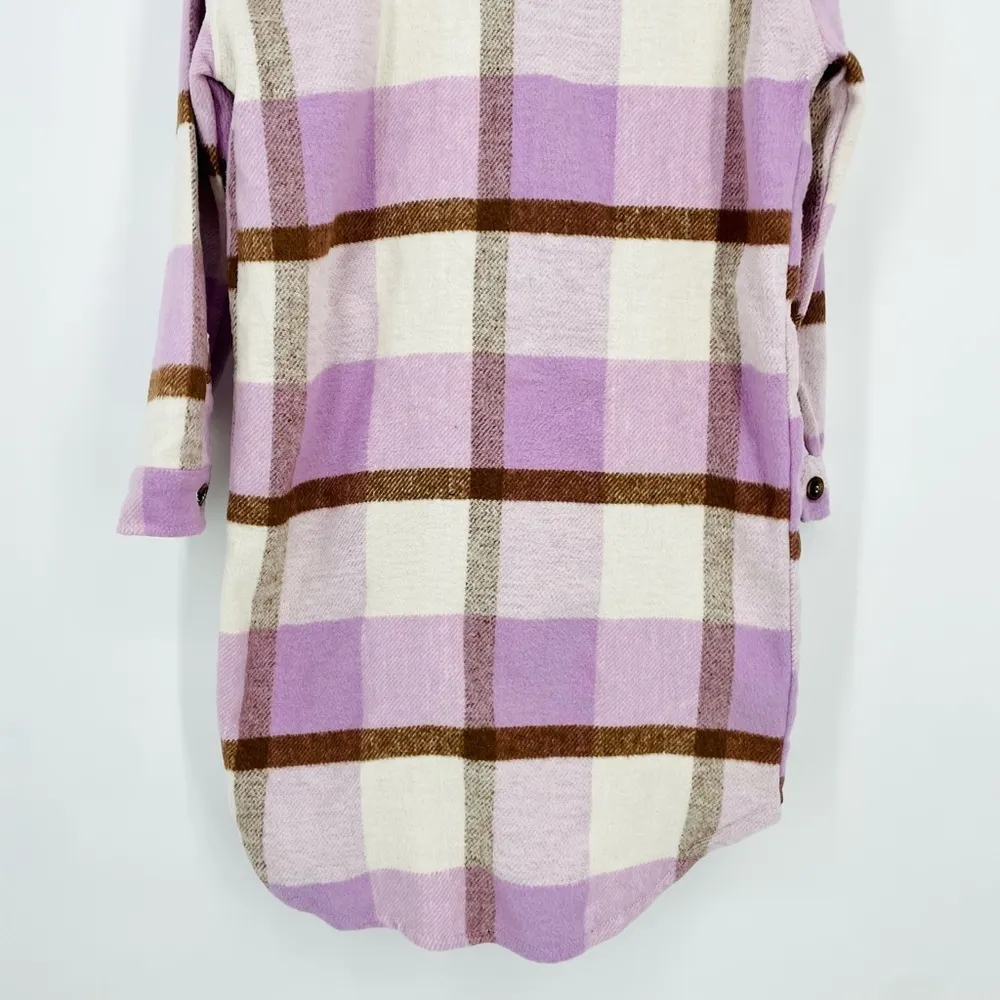 Blank NYC Blogger’s Fav Plaid Long Shacket Button Down in Lavender Beige Size XS - Image 9