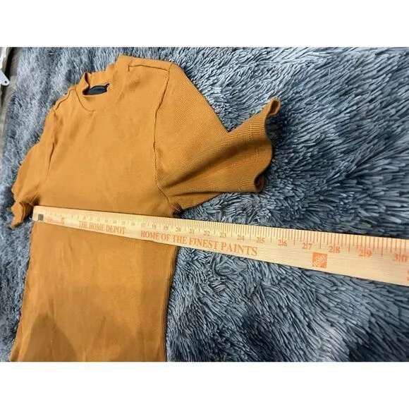 MAEVE Anthropologie Womens Size XL Shirt Short‎ Sleeve Ribbed Mustard Yellow. - Image 6