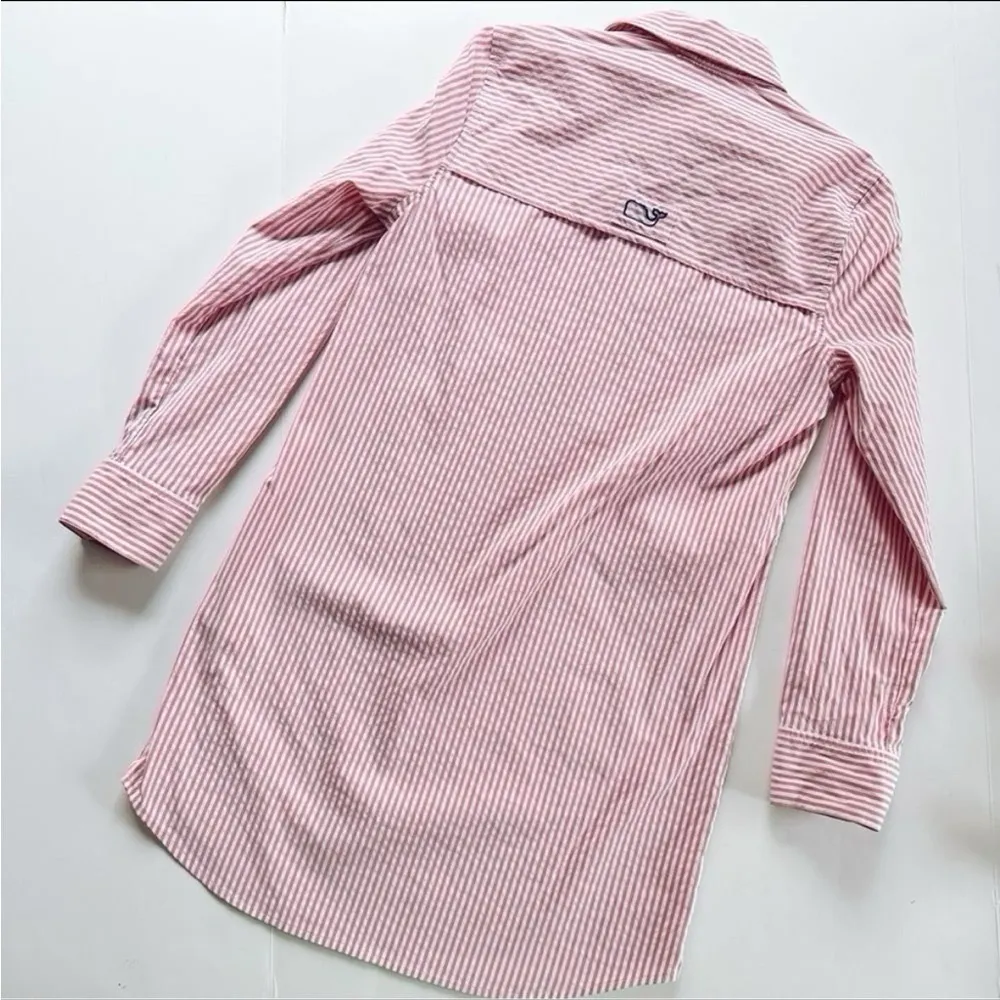 NEW Vineyard Vines Performance Harbor Shirt Dress in Seersucker Red Stripe 00 - Image 4