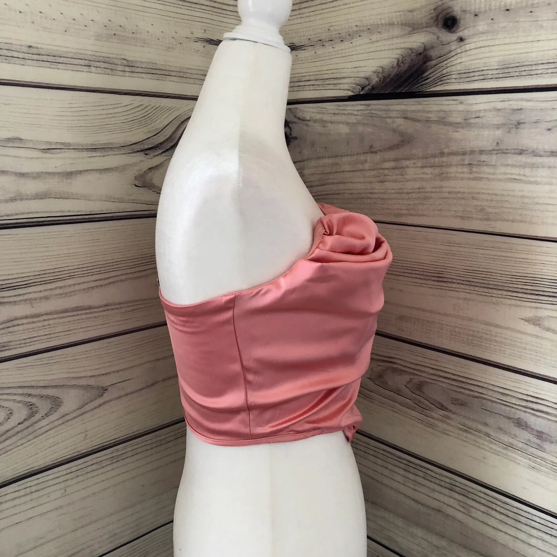 Pink Drape Front Strapless Crop Top - Image 6