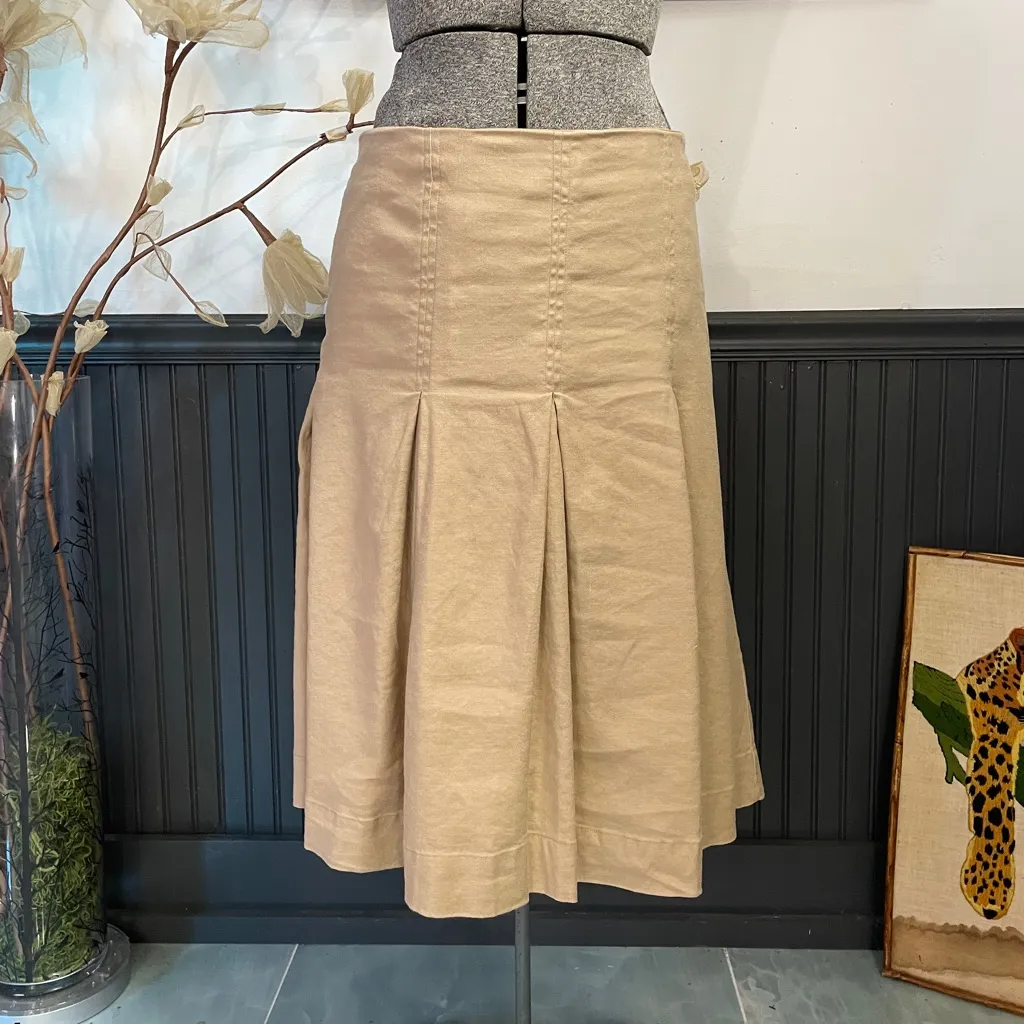 Maeve by Anthropologie Wide-Pleated Khaki Linen Blend Midi Skirt - Sz 10 🧡🎀 - Image 4