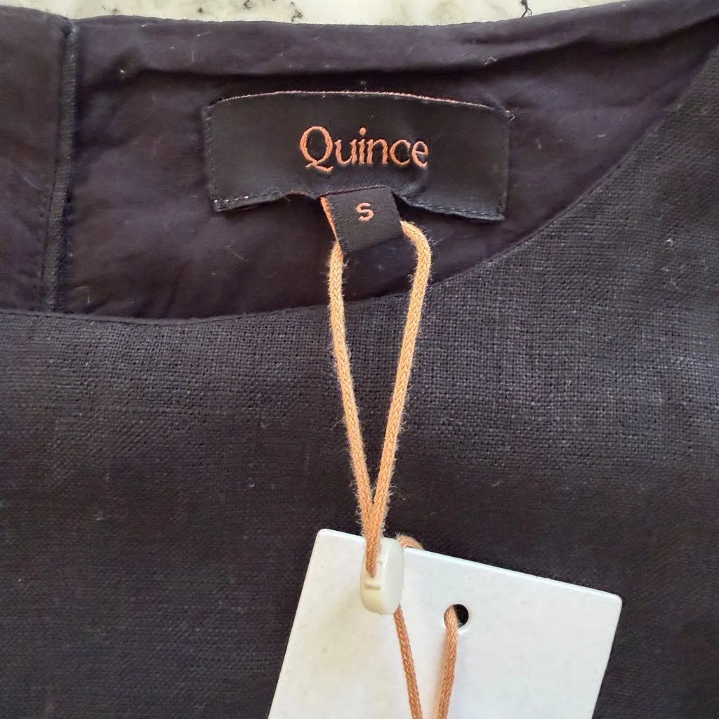 NWT Quince 100% European Linen Tank Mini Elegant Black Sleeveless Dress Sz S - Image 9