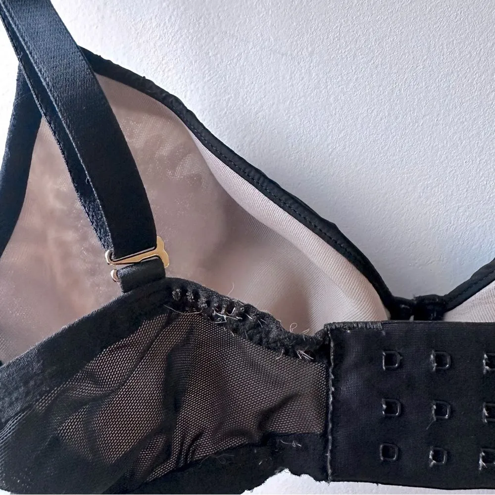 Soma Black Floral Lace Bra 32DDD Lightest Lift Perfect Coverage nude sexy lacy - Image 3