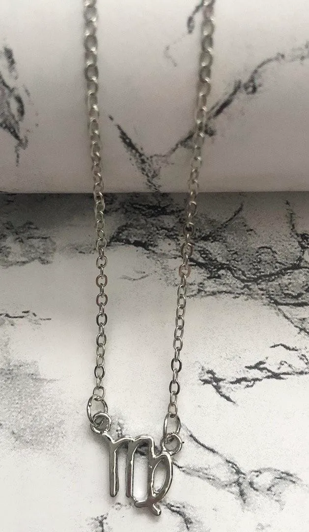 Virgo Horoscope Sign Charm Pendant Necklace Silver - Image 4