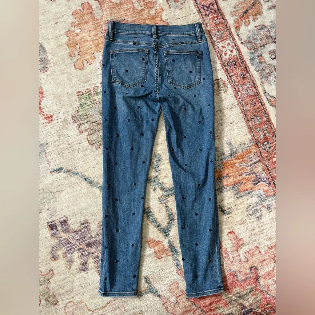 J.‎ Crew Toothpick Jeans Women’s 27 Polka Dot Blue 9” High Rise Skinny Stretch - Image 4
