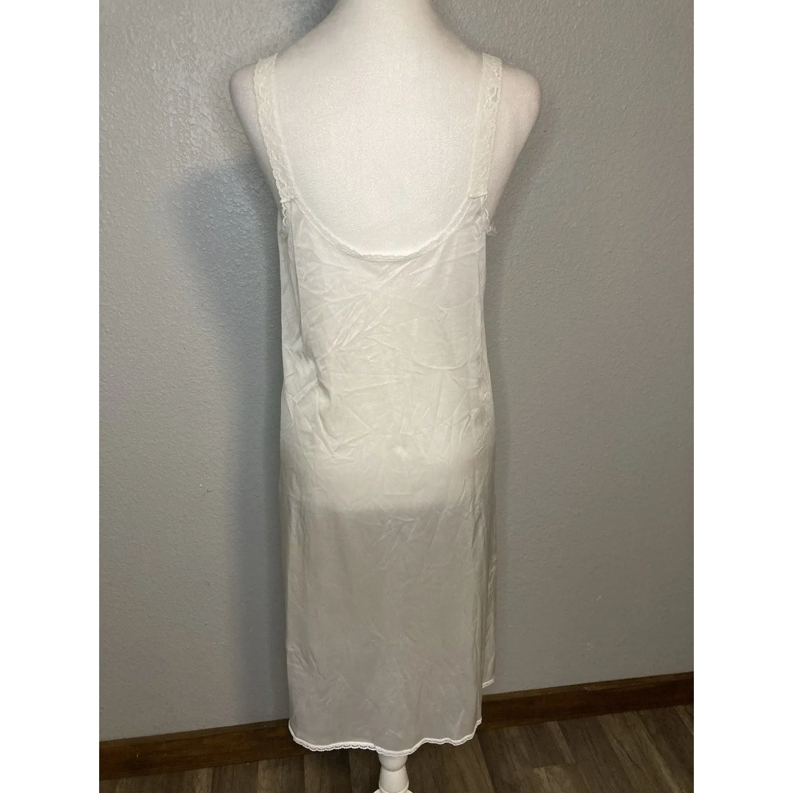 VTG Maidenform Something Special Nylon Full Slip Size 36 White Sissy Lace ILGWU - Image 5