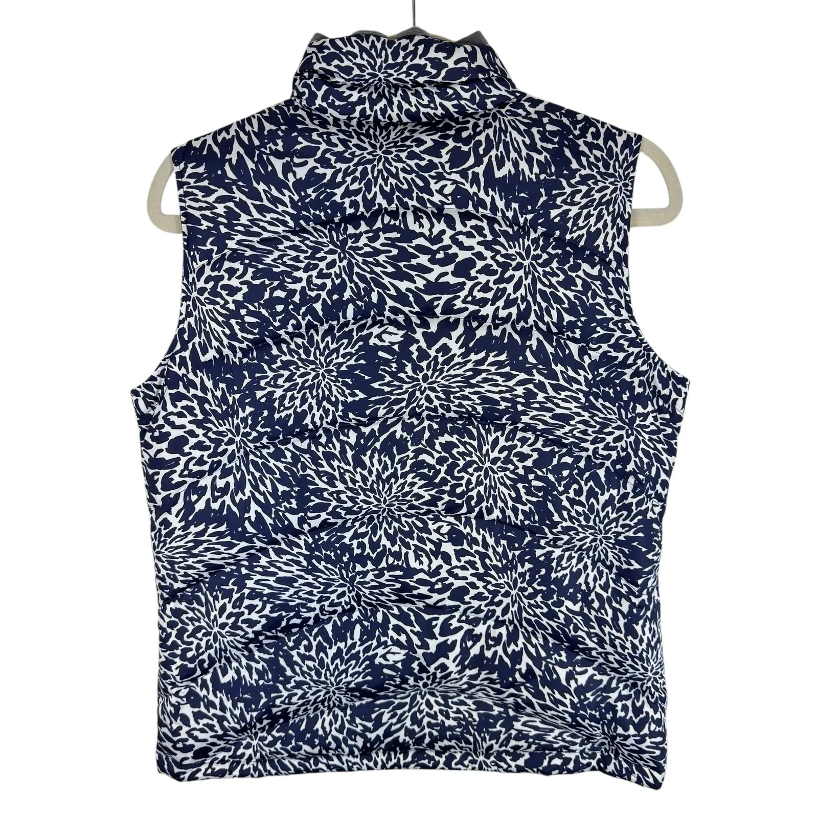 Lands' End Blue White Full Zip Quilted Insulated Mock‎ Neck Puffer Vest Size S - Image 2