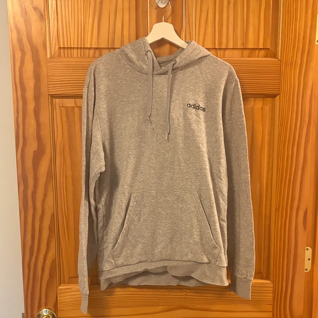 Adidas Oversized Medium Grey Hooded Athleisure Sweatshirt - Image 2