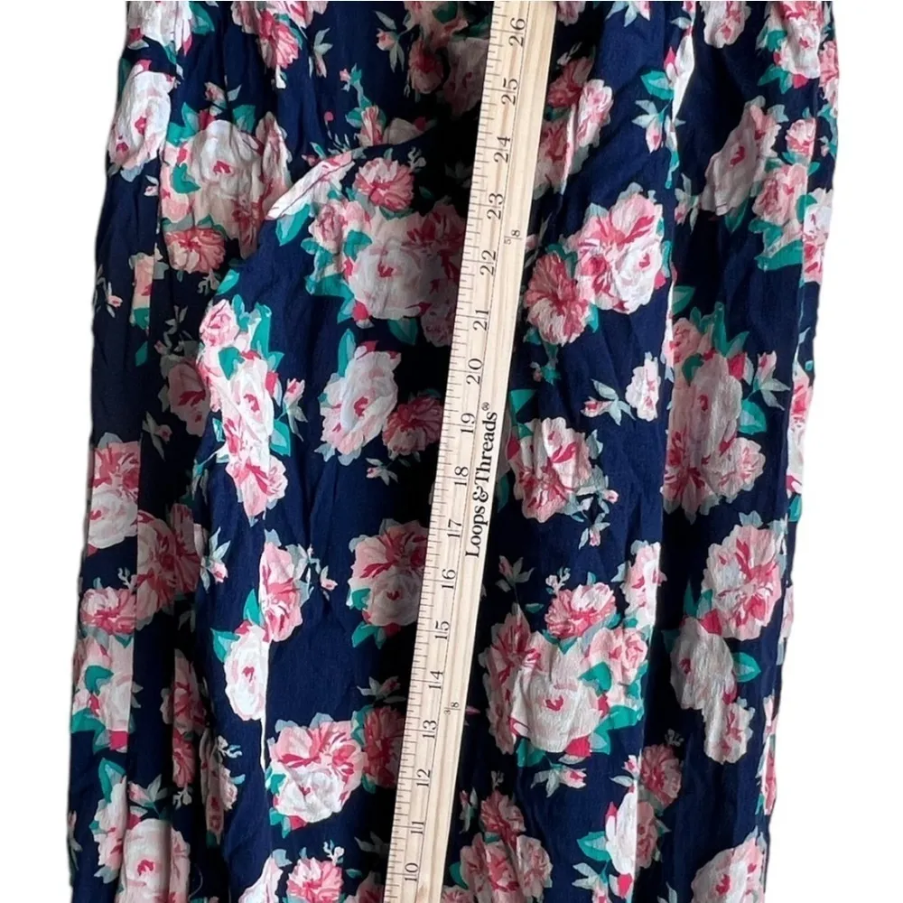 Women's floral midi dress light fabric short sleeve dance casual midi size L. Blue Size L - Image 6