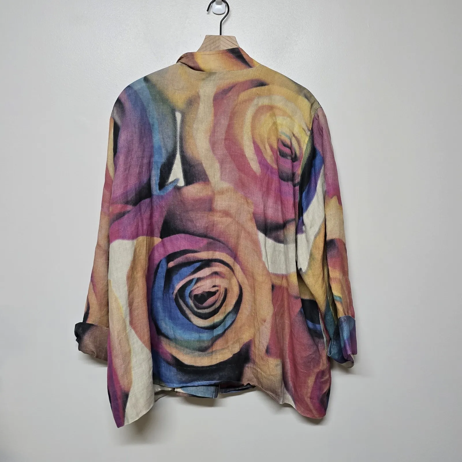 Caroline Rose Linen Lined Jacket Blazer Pockets w/ Tank Art Colorful Sz 3X USA - Image 9