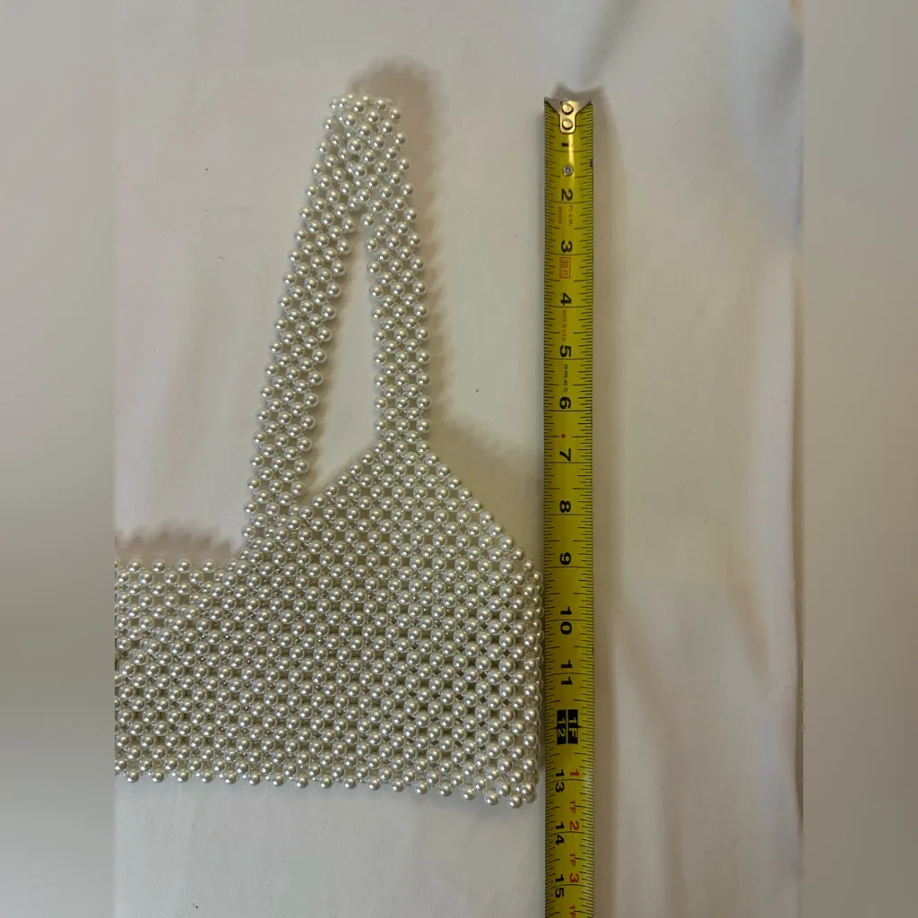 White Pearls Beaded Crop Top Women Pearl Beaded Bra Beaded Crop Top/Bra Heavy Size undefined - Image 5