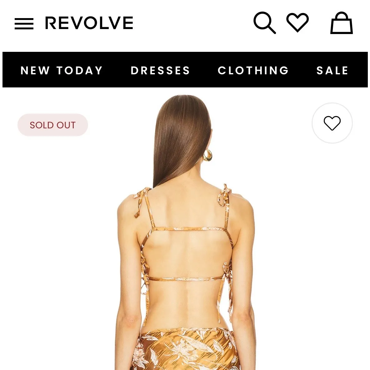 New! Milkwhite Revolve Cropped Open Back Top Burnt Orange Floral Womens Small - Image 2