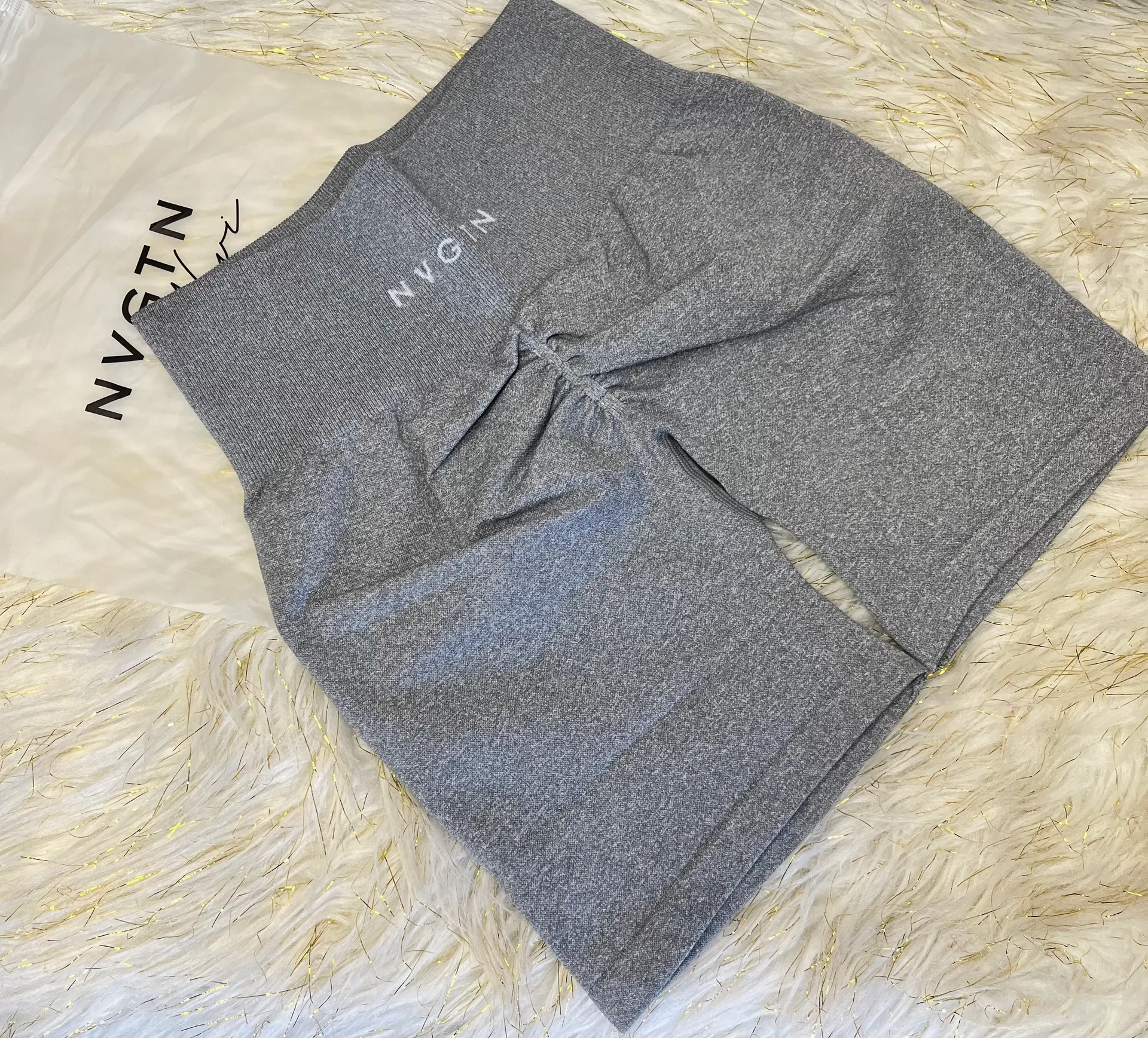 NVGTN NWT  XS Light Grey Scrunch Shorts - Image 3