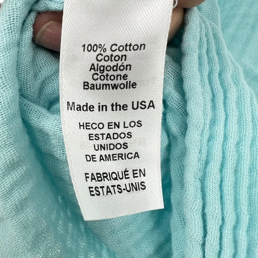 Michael Stars Draya Gauzy Cotton V-Neck Top in Aqua Blue Size XS - Image 9