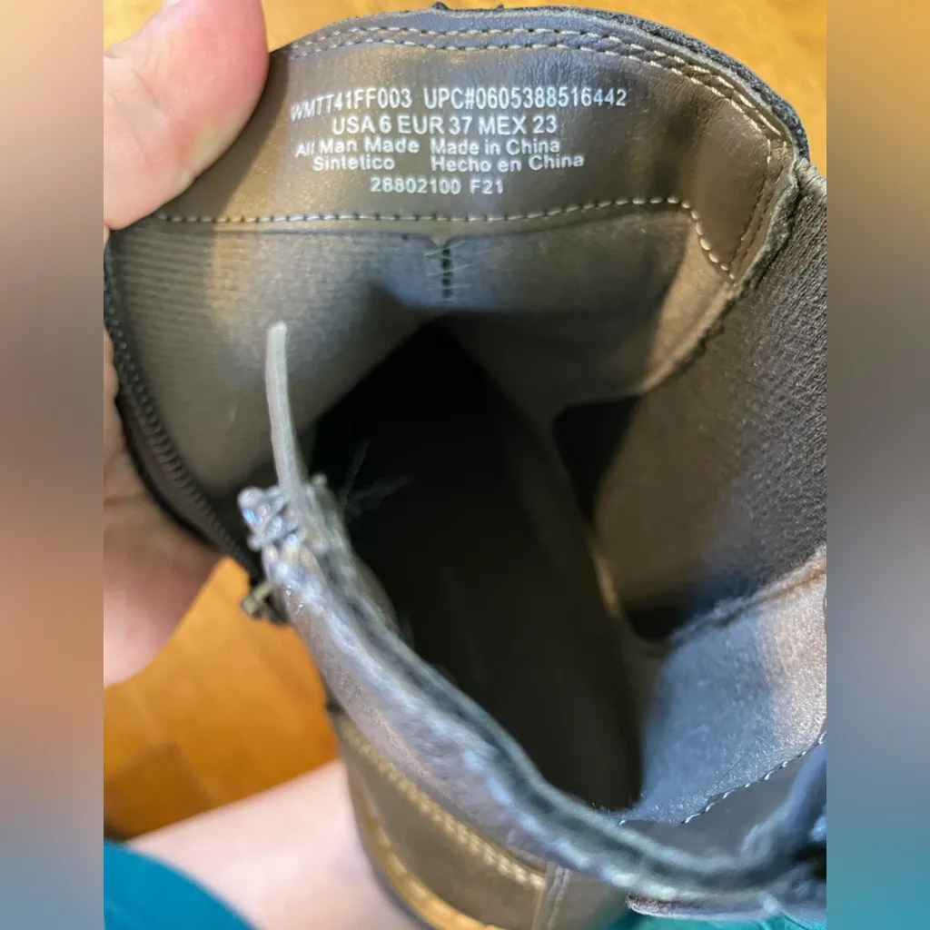 Time and‎ Tru Womens Dark Gray Side Zip Ankle Boots Size 6 Chunky Sole | Utility - Image 2