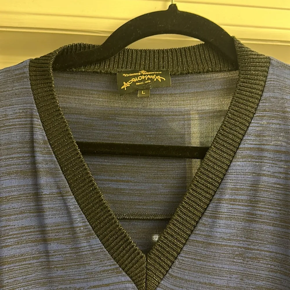 Vivienne Westwood Anglomania high-low blue black tie waist v neck high fashion L - Image 11