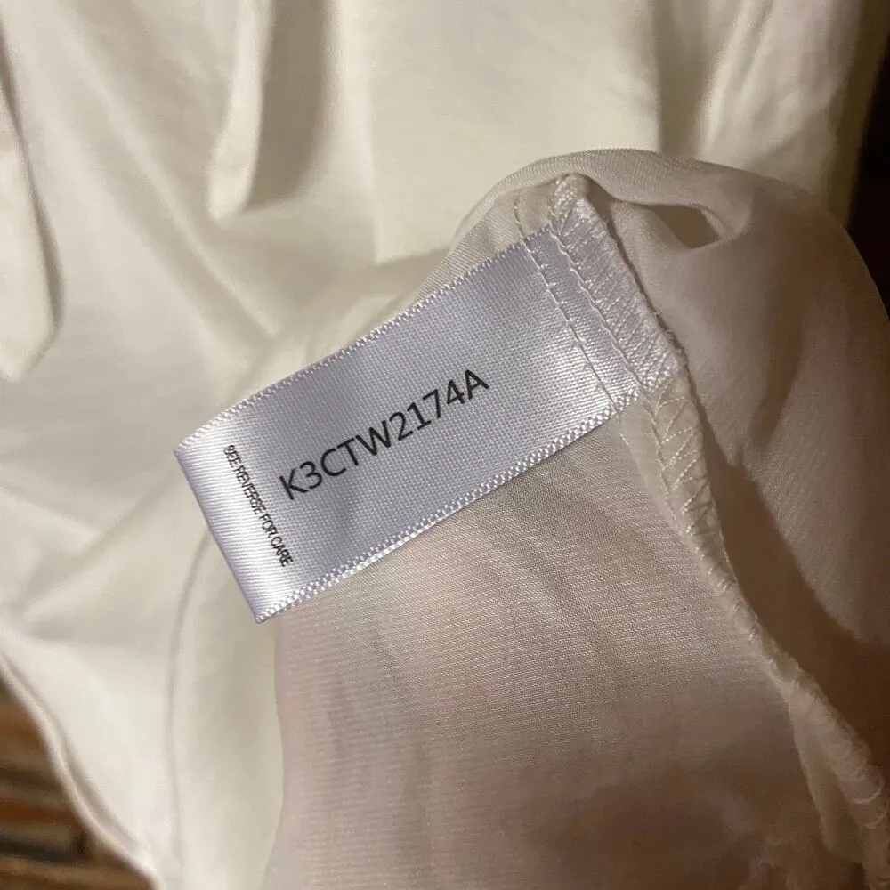 NWT Bishop + Young White Short Smocked Sleeve Tie Neck Harper Top Womens Size XS - Image 6