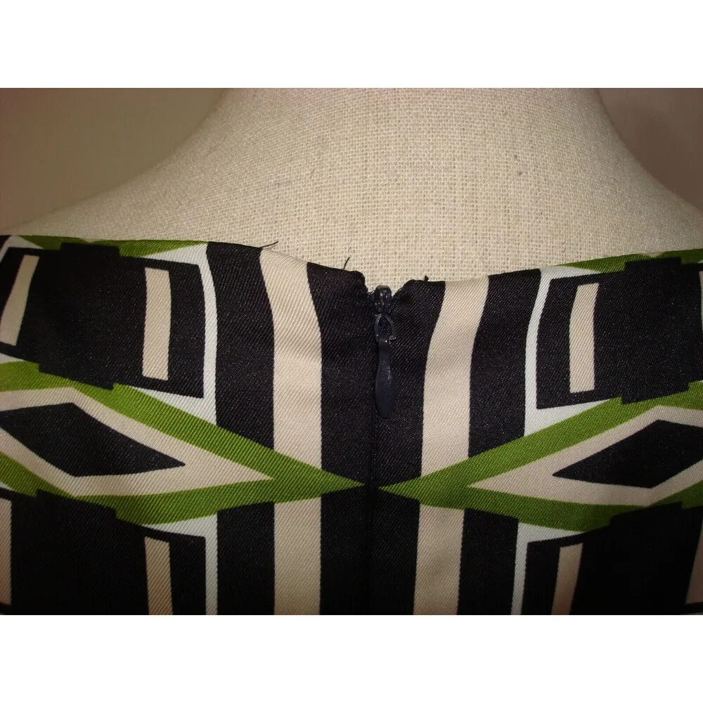 New Womens Jones New York Collection Graphic Dress Green 8 Black White Tan Zip - Image 6