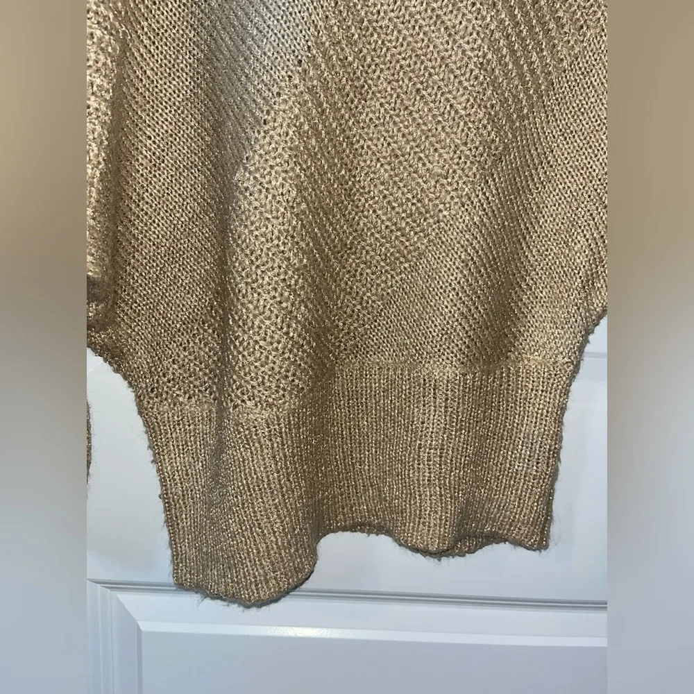 Papaya’s Relaxed Knitted Metallic Mesh Scoop Neck Oversize Batwing Sweater Sz M - Image 11