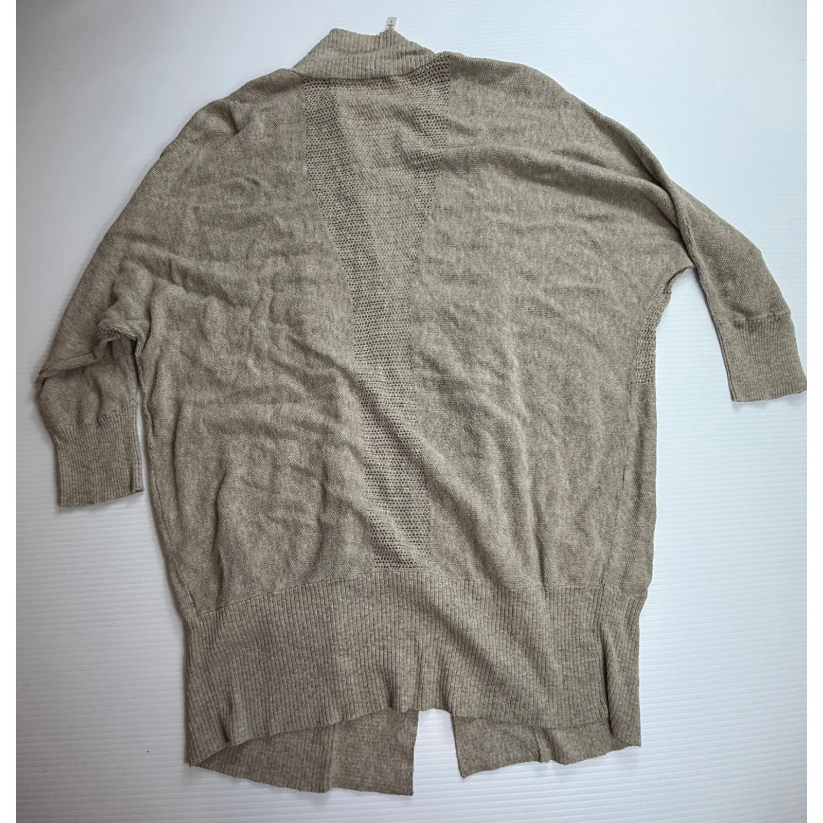 Leo Nicole Womens Cardigan Open Front Beige Knit Sweater Size S‎ Small - Image 5