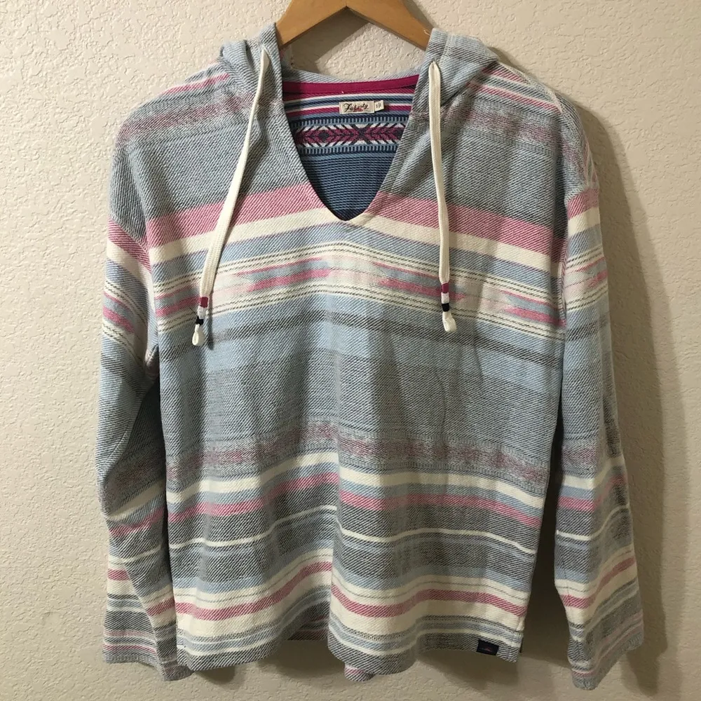 Faherty Byron Bay Hoodie Sweatshirt Bloom Paradise in Gray, Pink & Blue Sz Small - Image 2