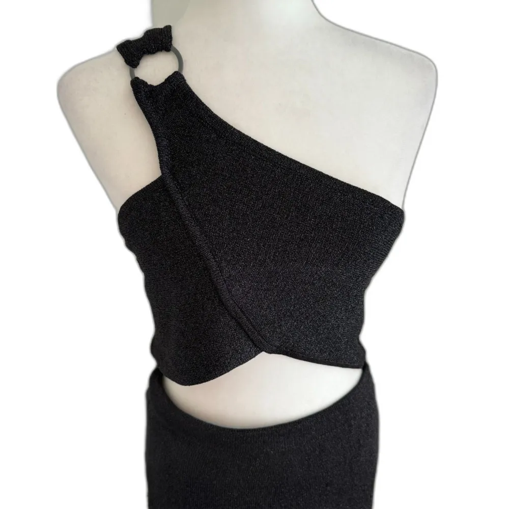 House of Harlow | Black Crop Top & Maxi Skirt Set One Shoulder Size Medium NWT - Image 2