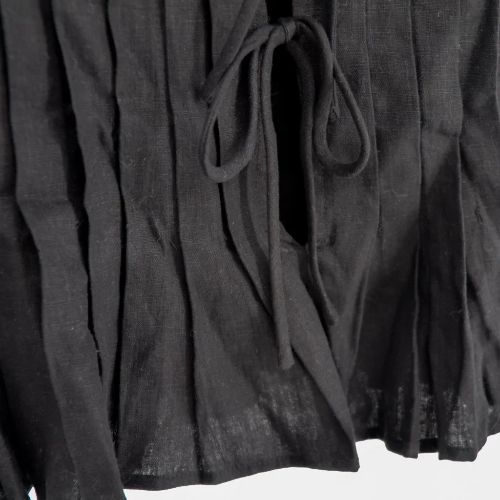 NEW VRG GRL Valeria Linen Top Black AU 10 US 6 Pleated Front Ties Sleeveless - Image 6