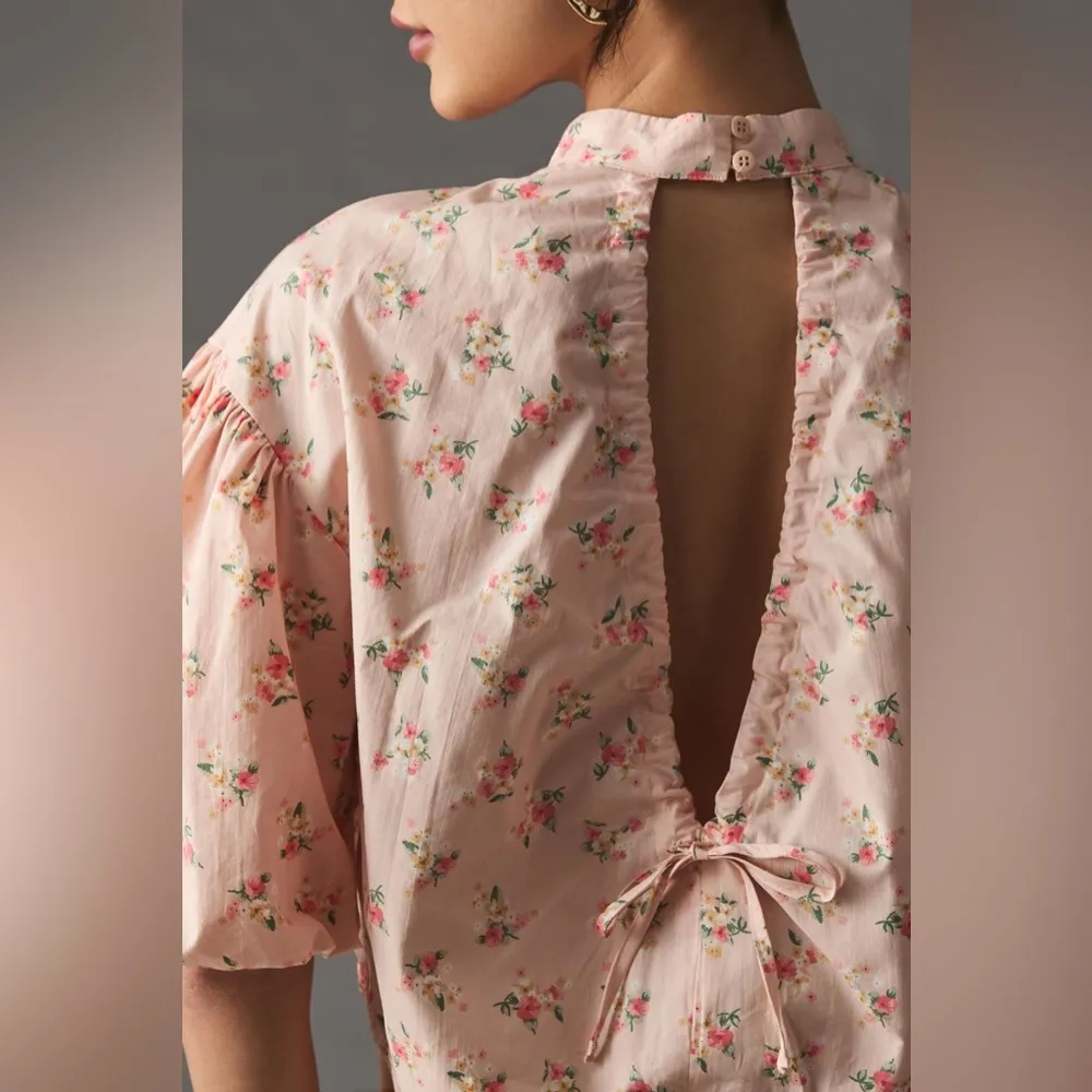Anthropologie  Cropped Bubble Sleeve Blouse - Image 3