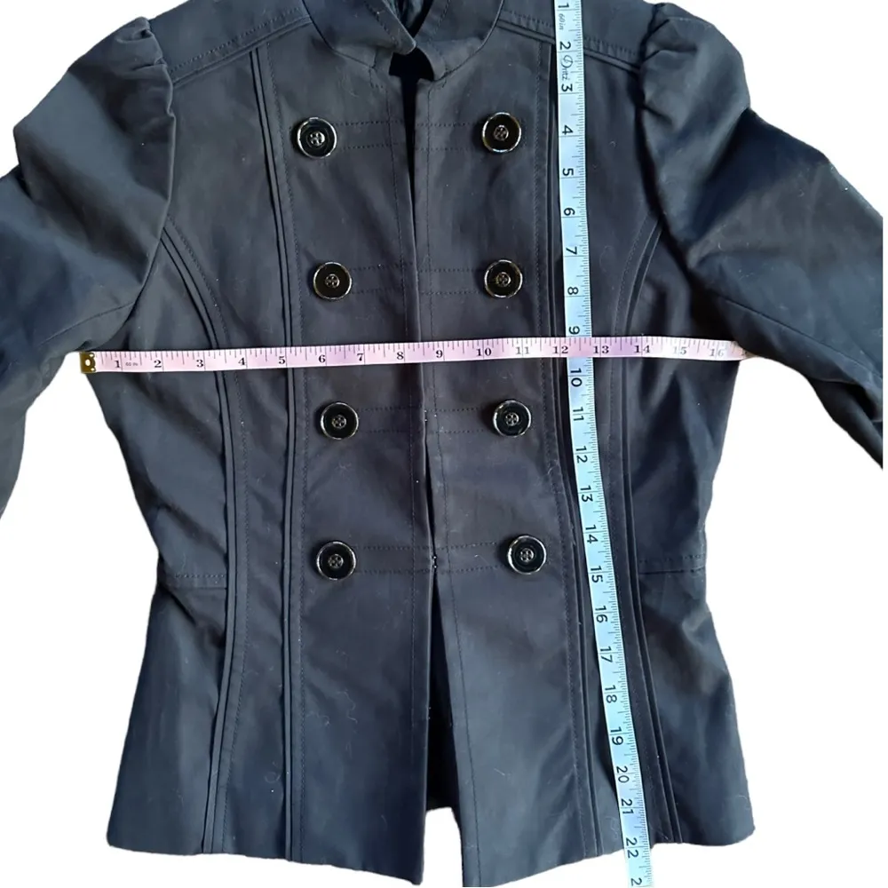 Mango Womens Size Small Double Breasted Military Jacket Blazer Black - Image 3