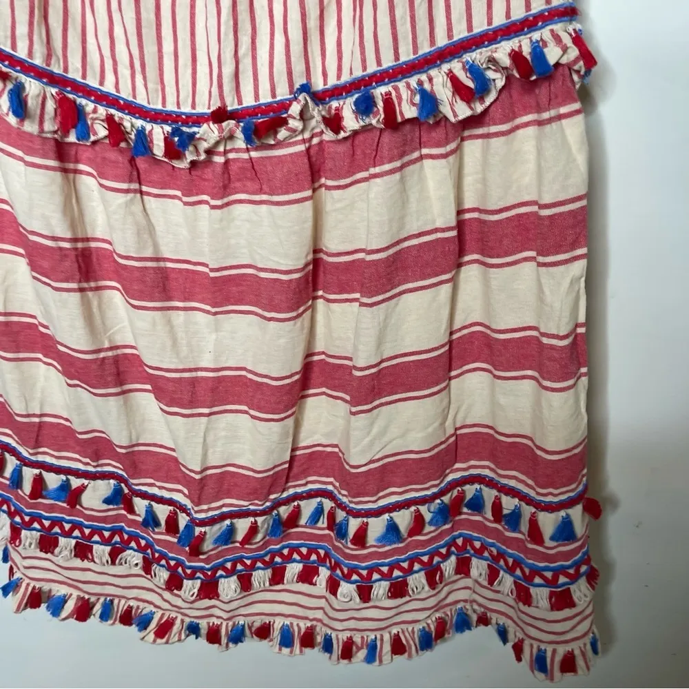 DODO BAR O Pas por toi MIDI SKIRT GAEL RED/IVORY STRIPED COTTON sz L Red Size L - Image 4